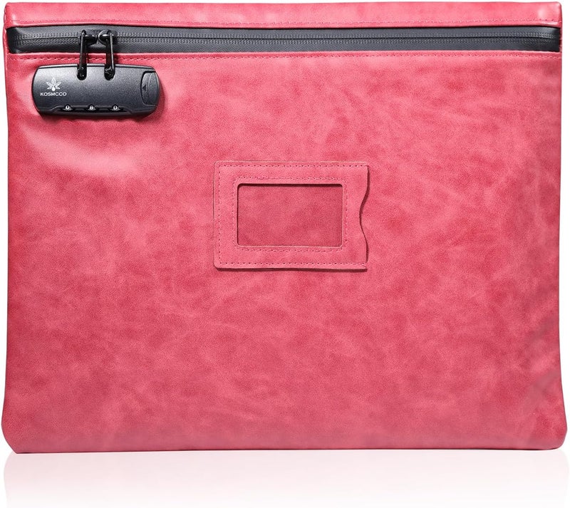 KOSMCCO Notary Bag with Lock, 13.6 x 10 Inches Heavy Duty Notary Supply Bag for All Notary Journal, Stamp, Embosser, Ink Pad and Valuables Storage Bag (Ruby Red, L) - Image 1